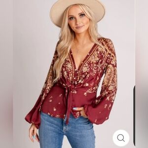 NWT Free People Run Free Tunic in Chocolate Combo, Size S